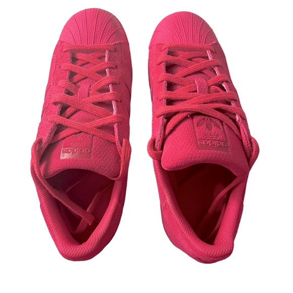 Adidas Originals Superstar J Hot Pink Suede Sneakers, Boys 6Y/Women’s 8 - Picture 2 of 9